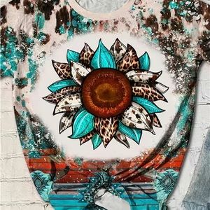 Flower Graphic Print T-Shirt, Short Sleeve Crew Neck Casual Top For All Season